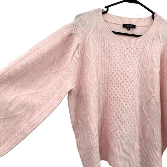 1.State size XL light pink pullover knit sweater cable knit - Picture 3 of 5